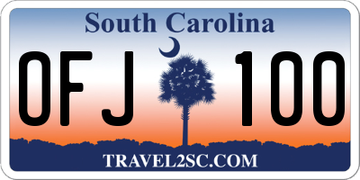 SC license plate OFJ100