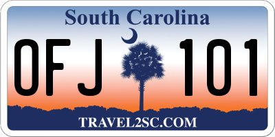 SC license plate OFJ101