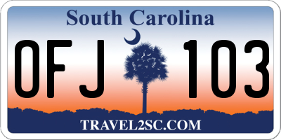 SC license plate OFJ103