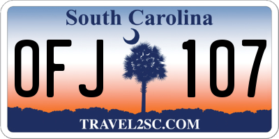 SC license plate OFJ107