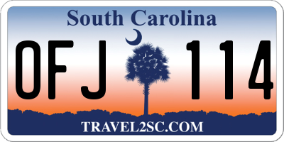 SC license plate OFJ114