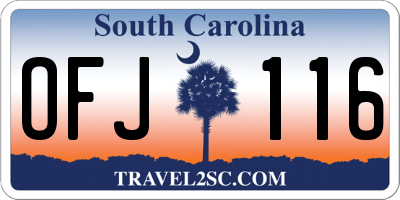 SC license plate OFJ116