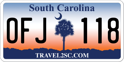 SC license plate OFJ118