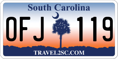 SC license plate OFJ119