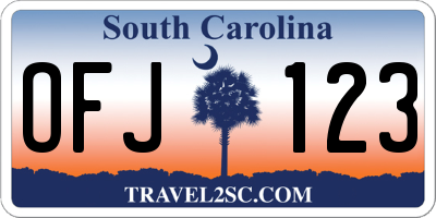 SC license plate OFJ123