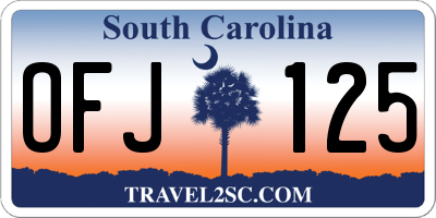 SC license plate OFJ125