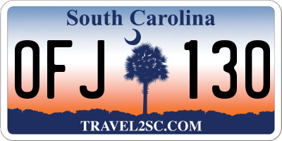 SC license plate OFJ130
