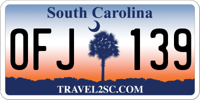 SC license plate OFJ139