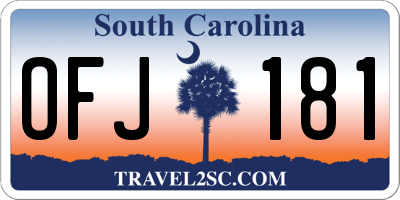 SC license plate OFJ181