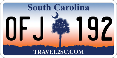 SC license plate OFJ192