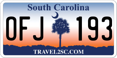 SC license plate OFJ193