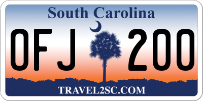 SC license plate OFJ200