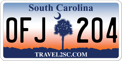 SC license plate OFJ204