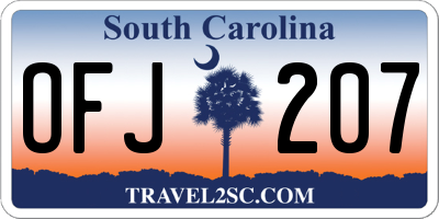 SC license plate OFJ207