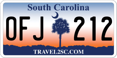 SC license plate OFJ212