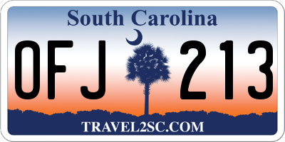 SC license plate OFJ213