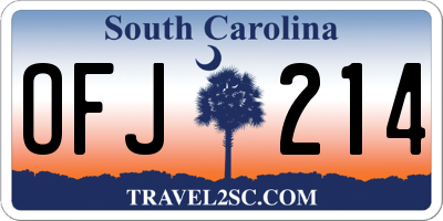 SC license plate OFJ214
