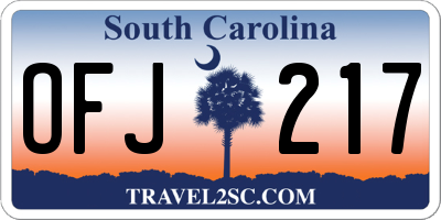 SC license plate OFJ217