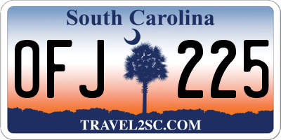 SC license plate OFJ225