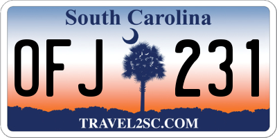 SC license plate OFJ231