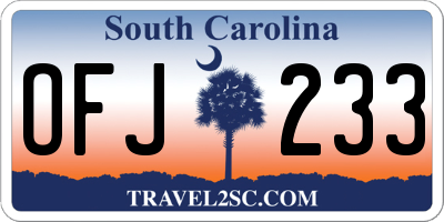 SC license plate OFJ233
