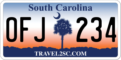 SC license plate OFJ234