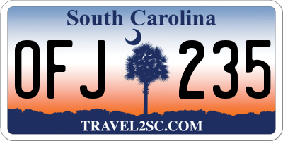SC license plate OFJ235