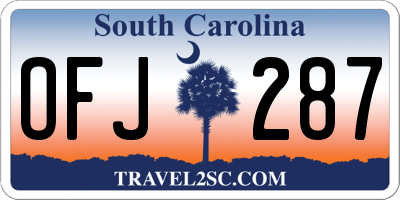 SC license plate OFJ287