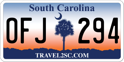 SC license plate OFJ294