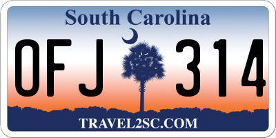 SC license plate OFJ314