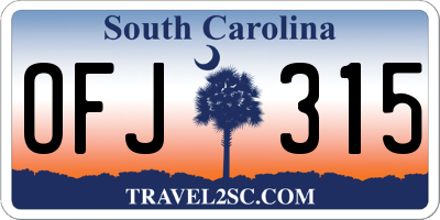 SC license plate OFJ315