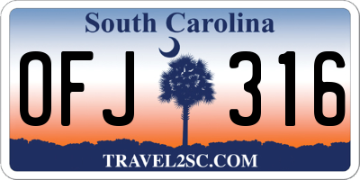 SC license plate OFJ316