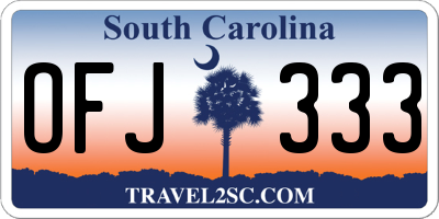 SC license plate OFJ333