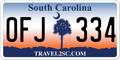 SC license plate OFJ334