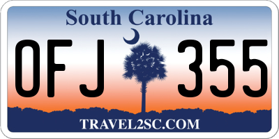 SC license plate OFJ355