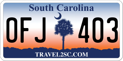 SC license plate OFJ403