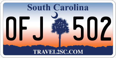 SC license plate OFJ502