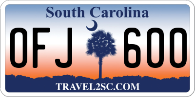 SC license plate OFJ600