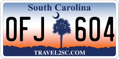 SC license plate OFJ604