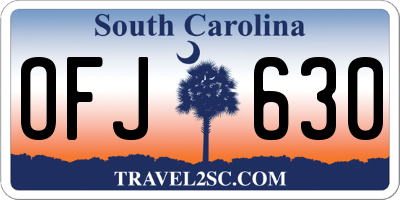 SC license plate OFJ630