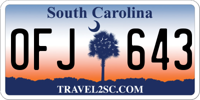 SC license plate OFJ643