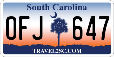 SC license plate OFJ647