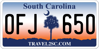 SC license plate OFJ650