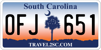 SC license plate OFJ651