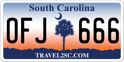 SC license plate OFJ666