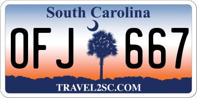 SC license plate OFJ667