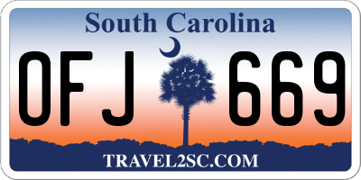 SC license plate OFJ669