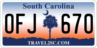 SC license plate OFJ670