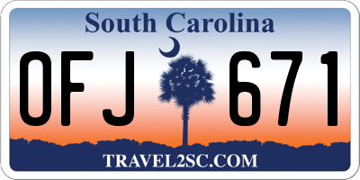 SC license plate OFJ671