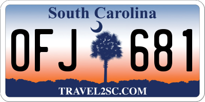 SC license plate OFJ681
